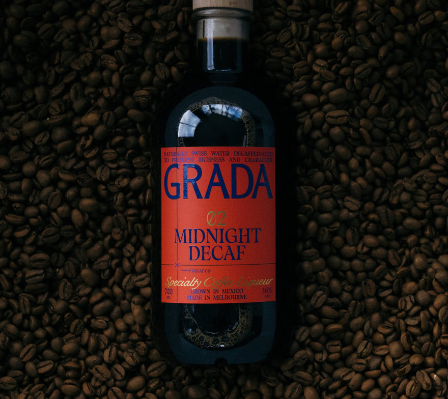 GRADA 02 Midnight Decaf 700ml — specialty decaf coffee liqueur in collaboration with Decaf Co. Without compromise.