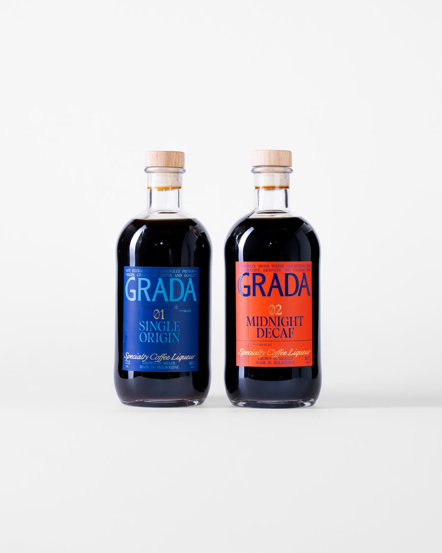GRADA 01 Single Origin and 02 Midnight Decaf side by side