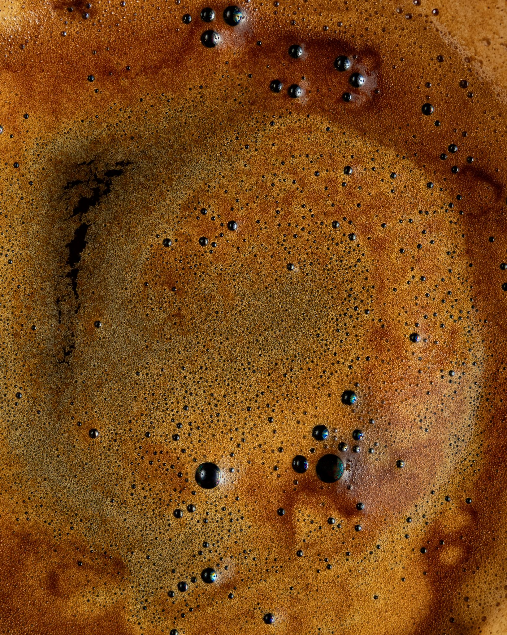 Close-up view of freshly brewed coffee.